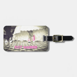 Niedlich Schwarz-weiß nur verheiratet Gepäckanhänger