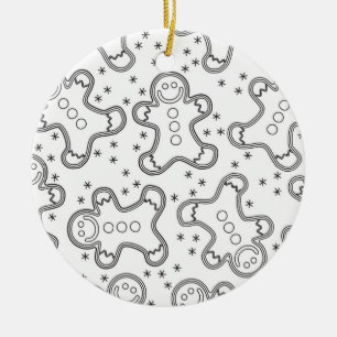 Niedlich Schwarz-Weiß-Weihnachtsgingerbrot Keramik Ornament
