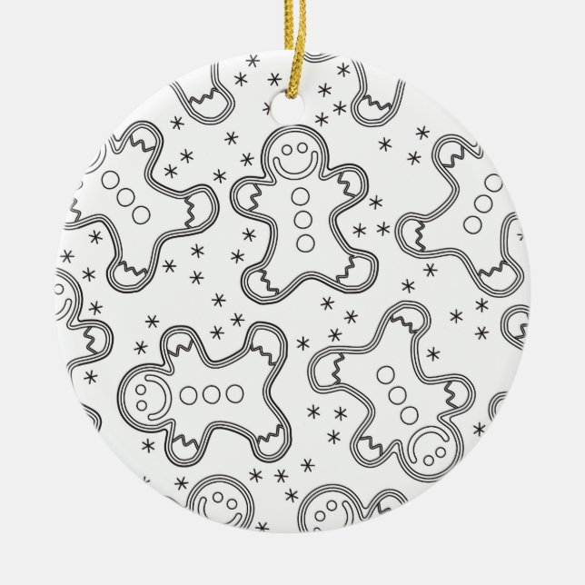 Niedlich Schwarz-Weiß-Weihnachtsgingerbrot Keramik Ornament (Vorne)