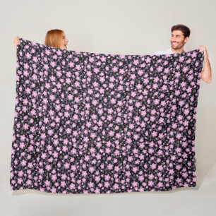 Niedlich Schwarzes Rosa Schönes Kirschblossom Fleecedecke