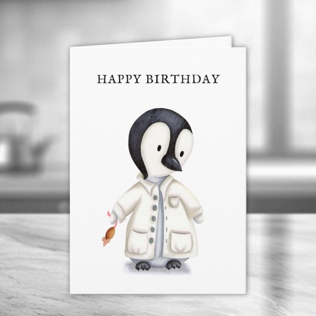 Niedlich Scientist Pinguin Mouse Birthday Karte (Von Creator hochgeladen)