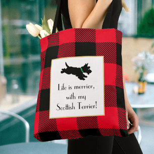 Niedlich Scottie Dog Buffalo Kariert Red Tote Bag