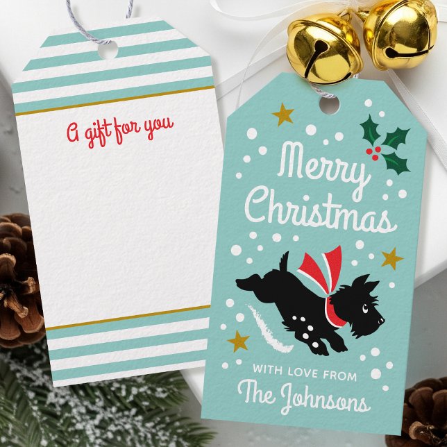 Niedlich Scottie Dog Weihnachts-Individuelle Name  Geschenkanhänger (Von Creator hochgeladen)