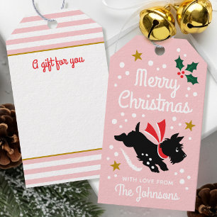 Niedlich Scottie Dog Weihnachts-Individuelle Name Geschenkanhänger