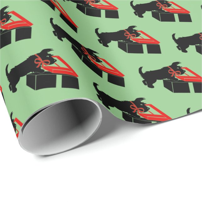 Niedlich Scottie Dog Weihnachtswrapping Paper Geschenkpapier (Rolleneckpunkt)