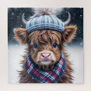 Niedlich Scottish Highland Cow Winter themed Coo Puzzle