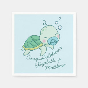 Niedlich Sea Turtle Baby Shower Kawaii Blue Boy Serviette