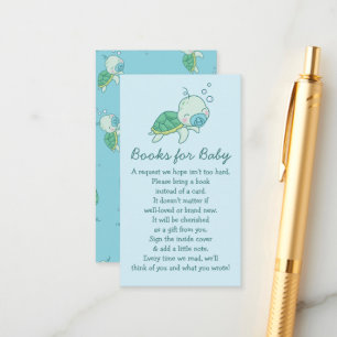 Niedlich Sea Turtle Baby Shower Kawaii Book Blue B Begleitkarte