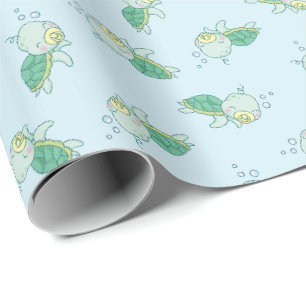 Niedlich Sea Turtle Baby Shower Kawaii Geschenkpapier