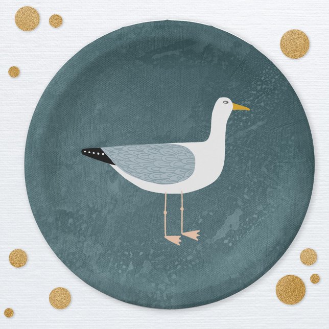 Niedlich Seagull Nautic Pappteller (Fun seagull bird nautical themed party paper plate)