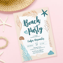 Niedlich Seashells Palmenblatt Beach Party Sweet 1 Einladung