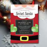 Niedlich Secret Santa Gift Exchange Party Einladung<br><div class="desc">Super niedliche Santa Claus Secret Santa Weihnachten Party Einladung mit santa mit einem Tafelschild mit Ihren Party-Informationen. Einfach zu personalisieren mit Ihren Weihnachts-Party-Informationen im Urlaub. Zeitgenössische Einladung für Ihr Party zum Thema Santa-Geschenk-Austausch!</div>