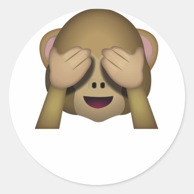 Niedlich See No Evil Monkey Emoji Runder Aufkleber (Vorderseite)