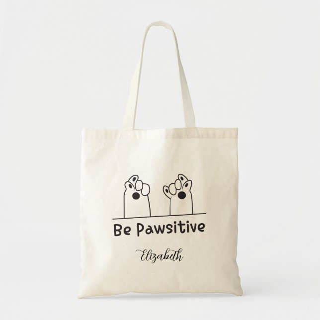 Niedlich "Sei pawsitiv" Katze Tragetasche (Vorne)