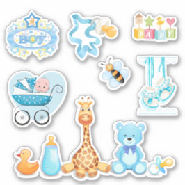 Niedlich sein Baby Blue Baby Announcement Stickers Aufkleber