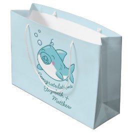 Niedlich Shark Baby Shower Kawaii Blue Boy Große Geschenktüte