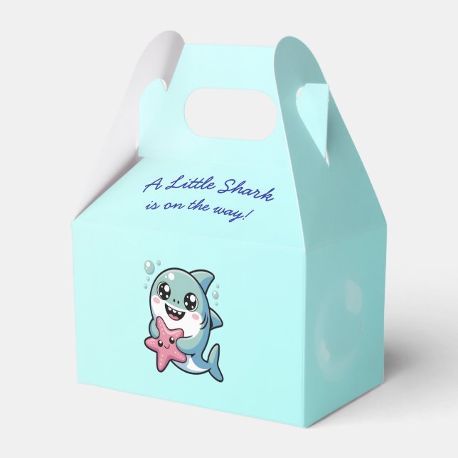 Niedlich Shark Baby Shower Kawaii Blue Geschenkschachtel (Vorderseite)