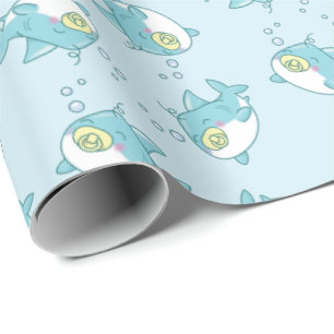 Niedlich Shark Baby Shower Kawaii Geschenkpapier