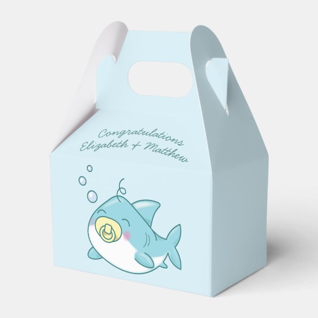 Niedlich Shark Baby Shower Kawaii Geschenkschachtel (Vorderseite)