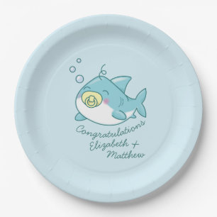 Niedlich Shark Baby Shower Kawaii Pappteller