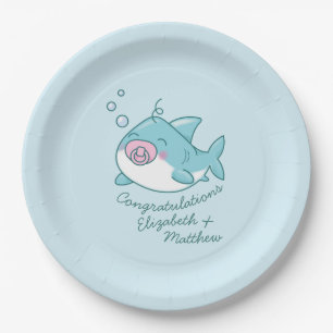 Niedlich Shark Baby Shower Kawaii Pink Girl Pappteller