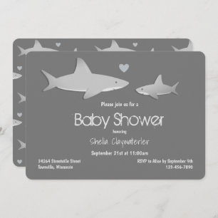 Niedlich Shark Gray Baby Dusche Einladung