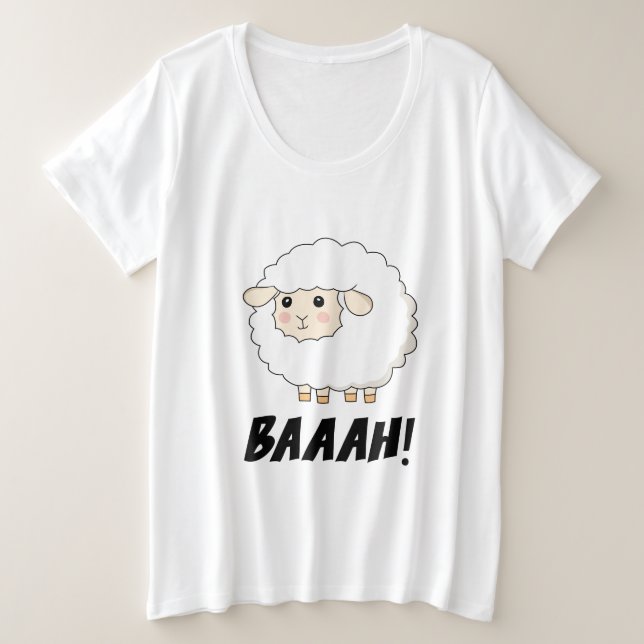Niedlich Sheep Baaah Große Größe T-Shirt (Design vorne)