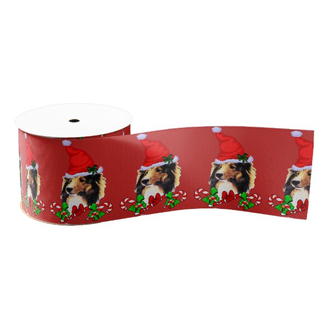 Niedlich Sheltie Christmas Merry Ripsband (Spule)