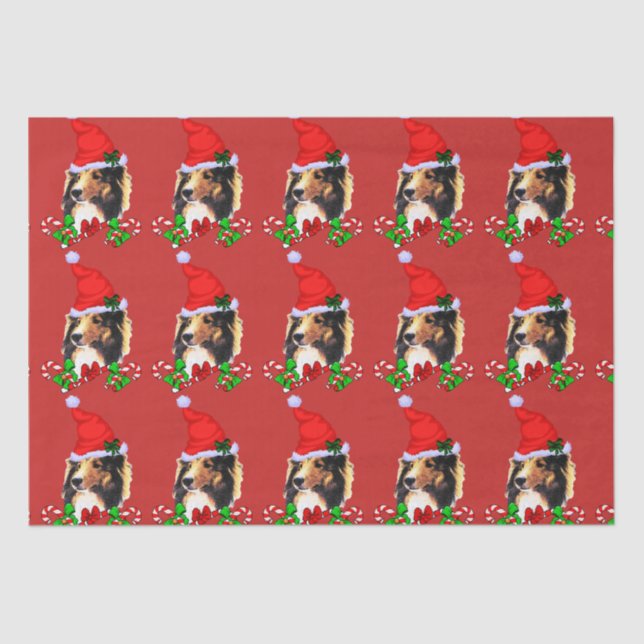 Niedlich Sheltie Weihnachten Seidenpapier (Vorderseite)