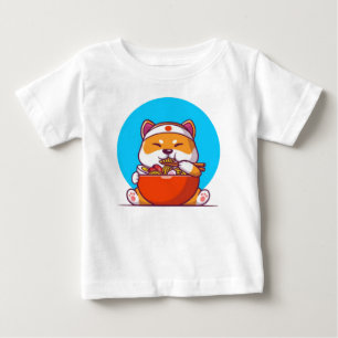 Niedlich Shiba Eating Ramen Noodle Cartoon-23054 Baby T-shirt