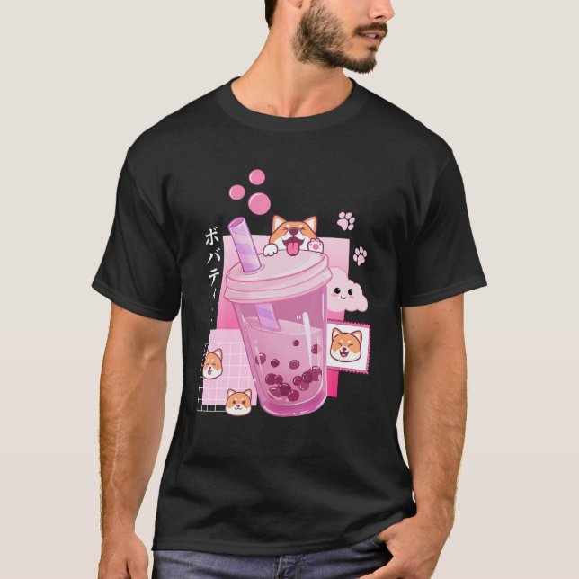Niedlich Shiba Inu Dog Drink Milk Tee Boba Anime J (Vorderseite)