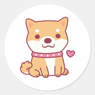 Niedlich Shiba Inu Dog Runder Aufkleber