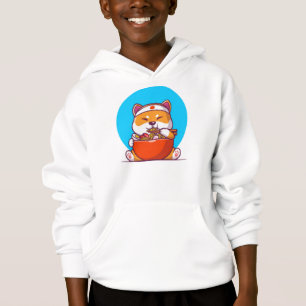 Niedlich Shiba Inu Eating Ramen Noodle Cartoon-230 Hoodie
