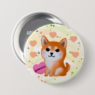 Niedlich Shiba Inu Hearts Für Hunde Button