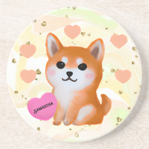 Niedlich Shiba Inu Hearts Für Hunde Getränkeuntersetzer