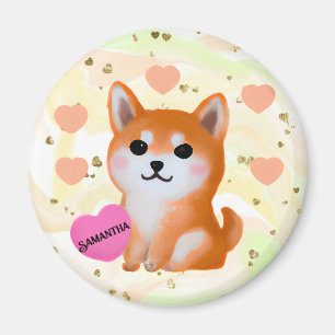 Niedlich Shiba Inu Hearts   Für Hunde Magnet