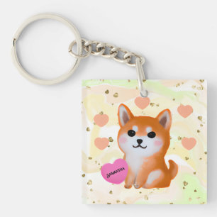 Niedlich Shiba Inu Hearts   Für Hunde Schlüsselanhänger