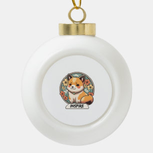 Niedlich Shiba Inu Pup Keramik Kugel-Ornament