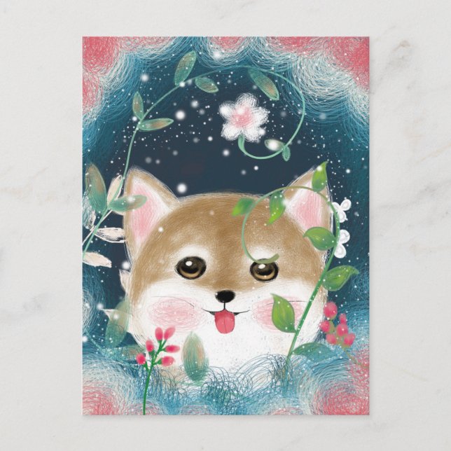 Niedlich Shiba Inu Pup Postkarte (Vorderseite)