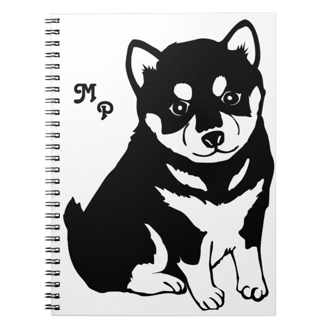 Niedlich Shiba Inu Puppy Art Monogram Notizblock (Vorderseite)