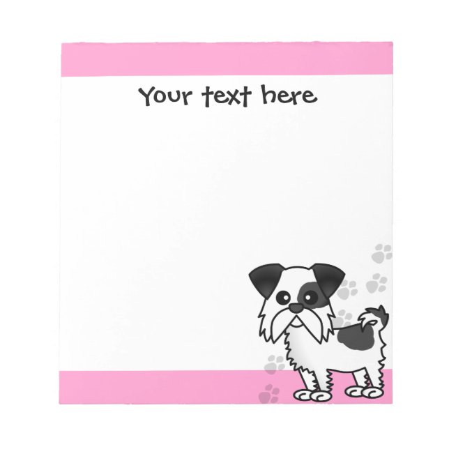 Niedlich Shih Tzu Black und White - Pink Notizblock (Vorderseite)