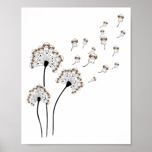 Niedlich Shih Tzu Blume Fly Dandelion Shirt Funny Poster
