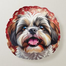 Niedlich Shih Tzu Christmas Rundes Kissen