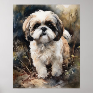 Niedlich Shih Tzu Dog Art Print Poster