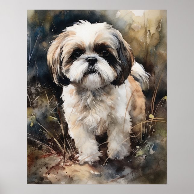 Niedlich Shih Tzu Dog Art Print Poster (Vorne)