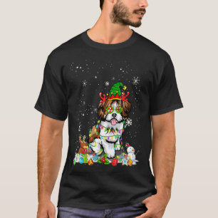 Niedlich Shih Tzu Dog Elf Hat Weihnachtslicht Weih T-Shirt