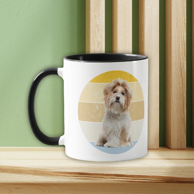 Niedlich Shih Tzu Dog Retro Sunset Tasse (Von Creator hochgeladen)
