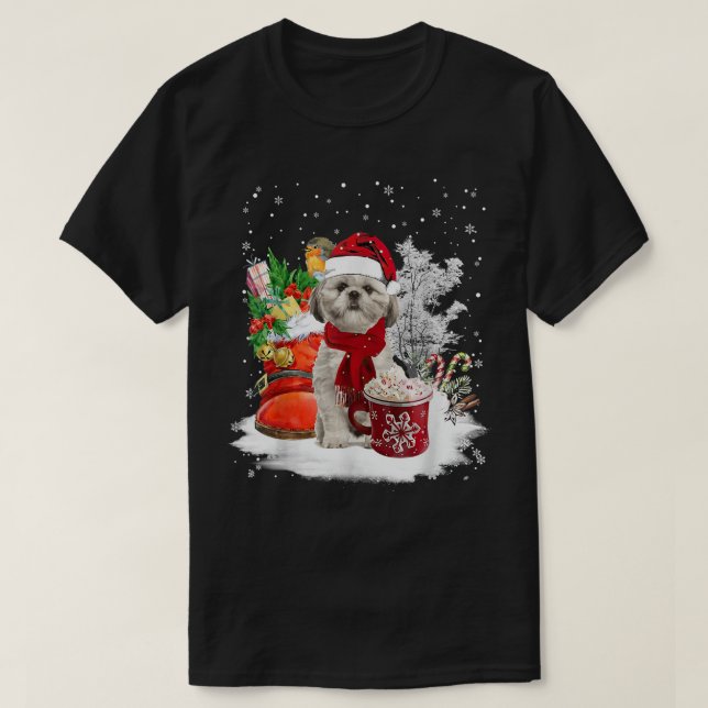 Niedlich Shih Tzu Dog Weihnachten  T-Shirt (Design vorne)