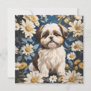 Niedlich Shih Tzu Dog White Daisy Blume