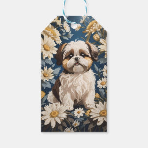 Niedlich Shih Tzu Dog White Daisy Blume Geschenkanhänger